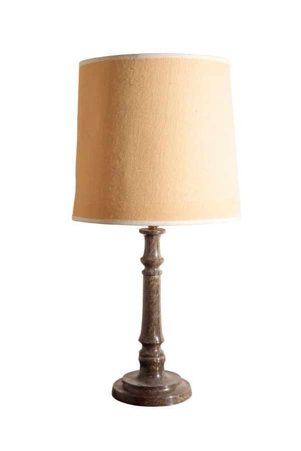 A CORNISH SERPENTINE STONE TABLE LAMP,