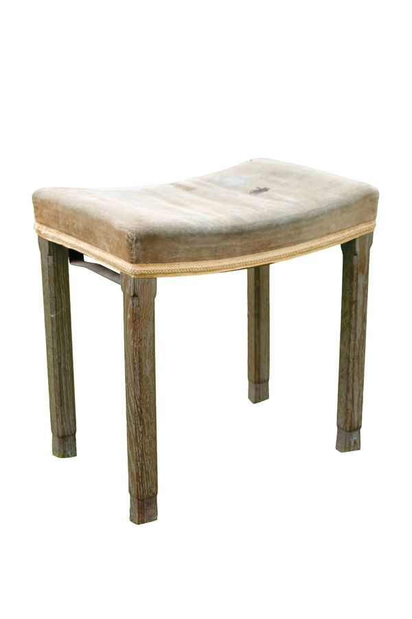 A GEORGE VI OAK CORONATION STOOL, BY MAPLE & CO.,