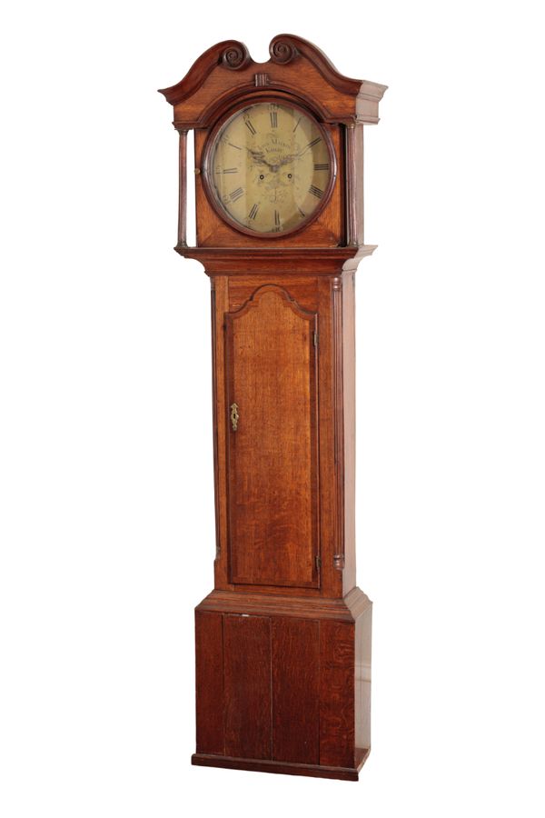 A GEORGE III OAK LONGCASE CLOCK, BY JOHN MALKIN OF KIRKBY,