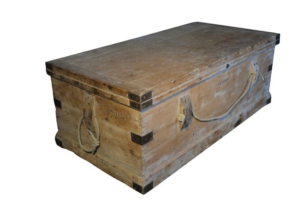 A SUBSTANTIAL VICTORIAN PINE TRUNK,