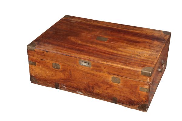 A BRASS MOUNTED CAMPHORWOOD TRUNK,