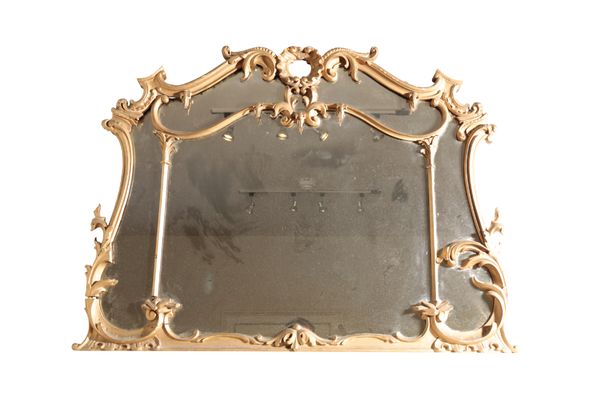 A CARVED AND GILTWOOD MARGINAL MANTEL MIRROR, IN ROCOCO REVIVAL STYLE,