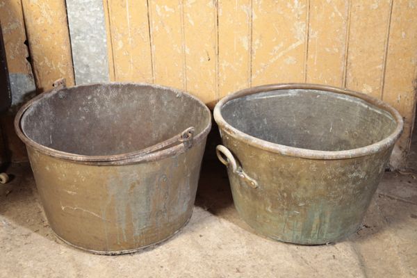 TWO METAL BASINS,