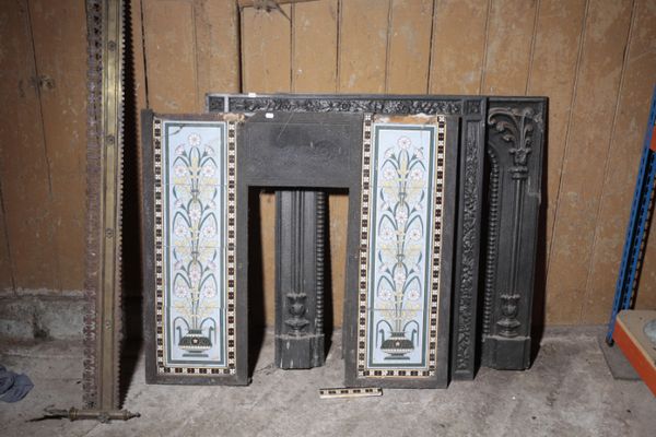 THREE VICTORIAN CAST IRON FIREPLACE FRONTS,