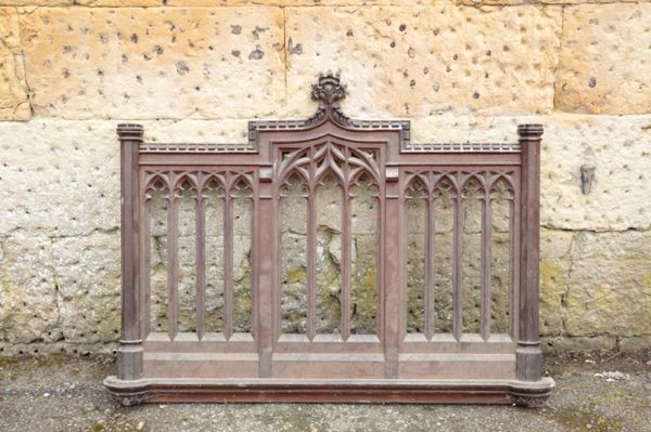 A VICTORIAN OAK SCREEN PANEL, IN GOTHIC REVIVAL STYLE,