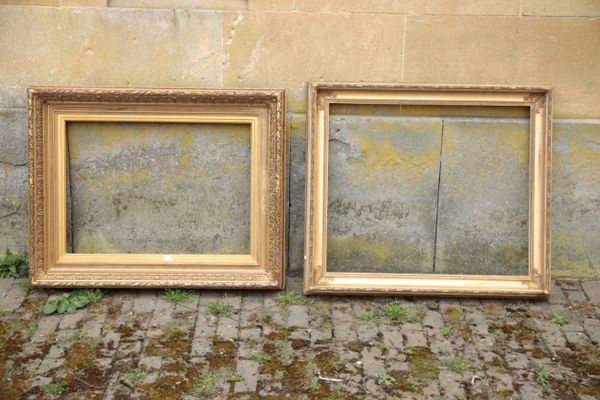 TWO GILT COMPOSITION PICTURE FRAMES IN EMPIRE STYLE,