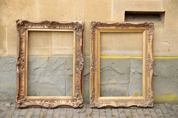 TWO VICTORIAN GILT COMPOSITION PICTURE FRAMES IN REGENCE STYLE,