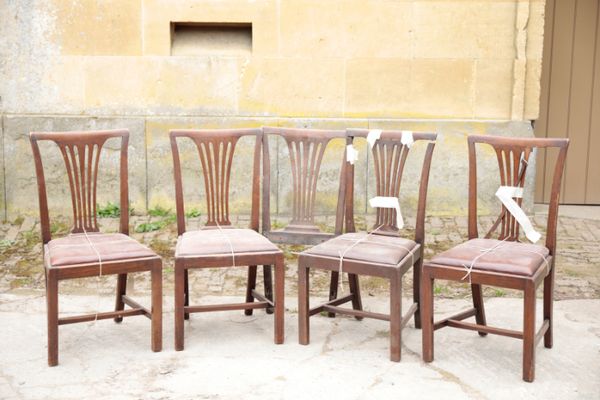 A SET OF FOUR MAHOGANY SIDE CHAIRS IN GEORGE III STYLE,