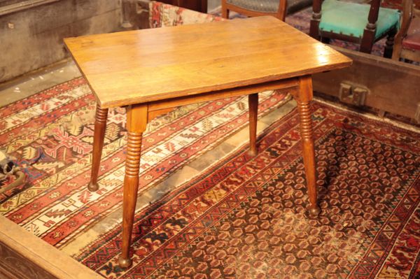 A VICTORIAN STAINED WALNUT CENTRE TABLE IN ARTS AND CRAFTS STYLE,