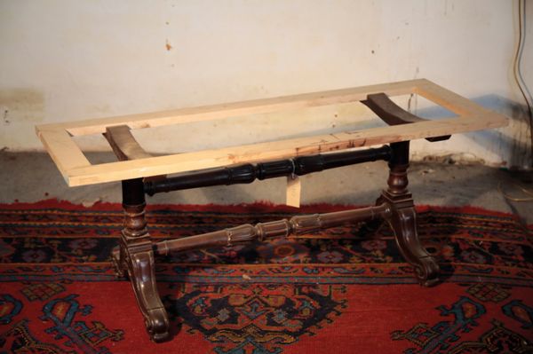 A REGENCY AND LATER MAHOGANY LOW TABLE,