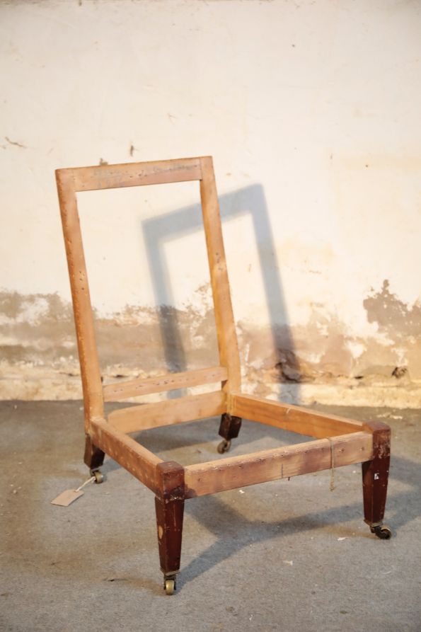 A VICTORIAN BEECH CHAIR FRAME BY HOWARD & SONS,