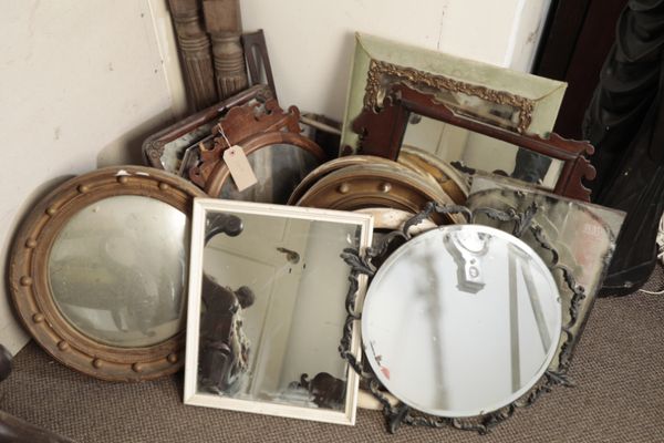 A QUANTITY OF ASSORTED ANTIQUE MIRRORS,