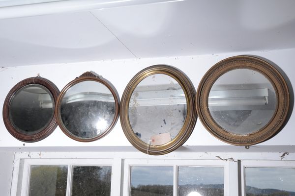 FOUR VARIOUS WALL MIRRORS,