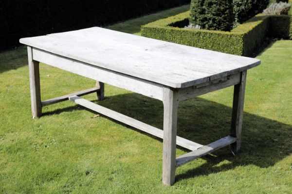 A FRENCH BEECH AND OAK REFECTORY TABLE,