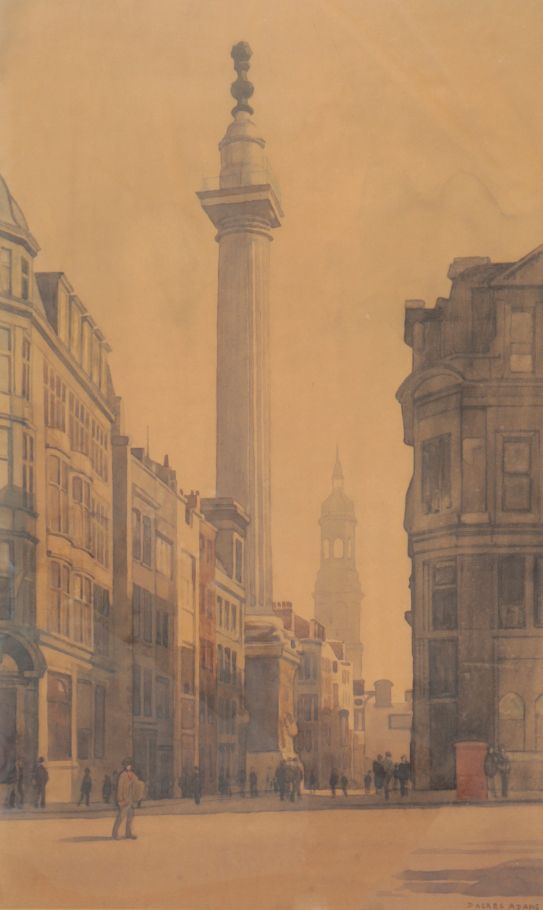 *WILLIAM DACRES ADAMS (1864-1951) A London street scene with figures