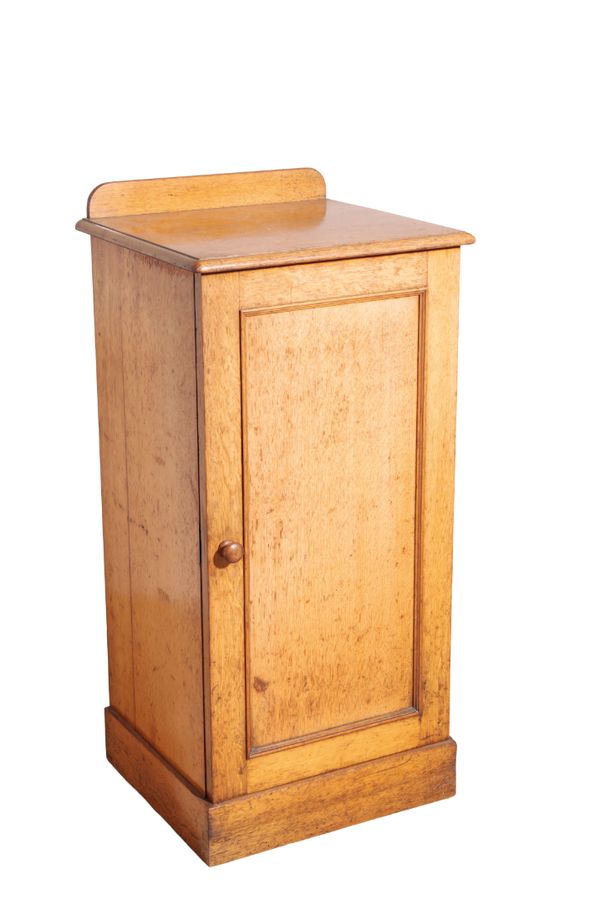 A VICTORIAN OAK BEDSIDE CUPBOARD, BY JOHNSTONE, JEANES & CO.,