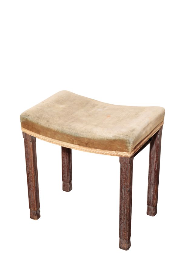 A GEORGE VI OAK CORONATION STOOL,