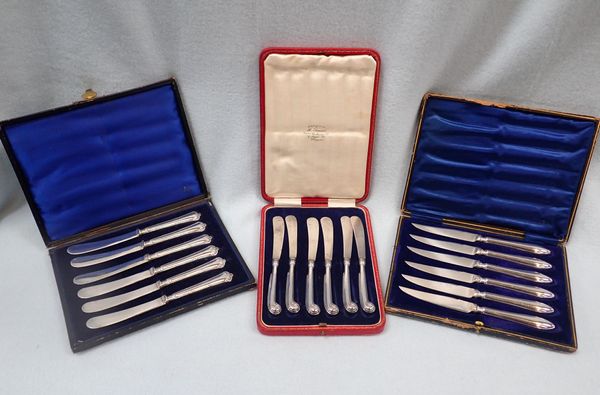 THREE BOXED SETS OF FILLED SILVER HANDLED KNIVES