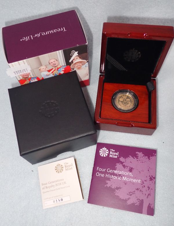 THE ROYAL MINT: 'FOUR GENERATIONS OF ROYALTY' 2018 QUARTER OUNCE GOLD PROOF COIN