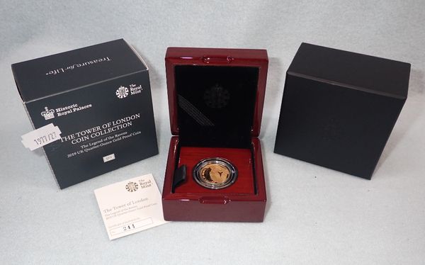 THE ROYAL MINT: 'THE TOWER OF LONDON' 2019 UK QUARTER OUNCE GOLD PROOF COIN