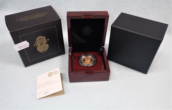 THE ROYAL MINT: 'THE QUEEN'S BEASTS THE GRIFFIN OF EDWARD III' 2021 UK QUARTER OUNCE GOLD PROOF COIN