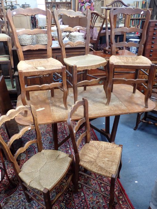 FIVE FRENCH FARMHOUSE CHAIRS