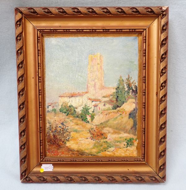 L. E. MARTY: VIEW OF ALBI, OIL ON CANVAS