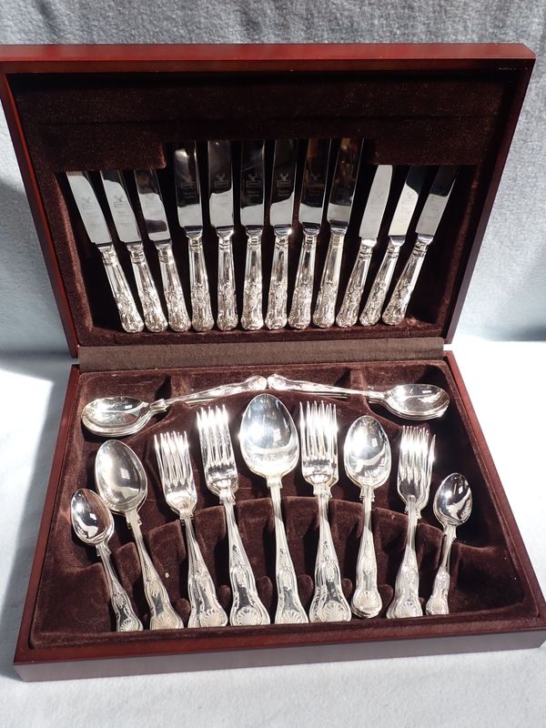 A SILVER-PLATED KING'S PATTERN CANTEEN