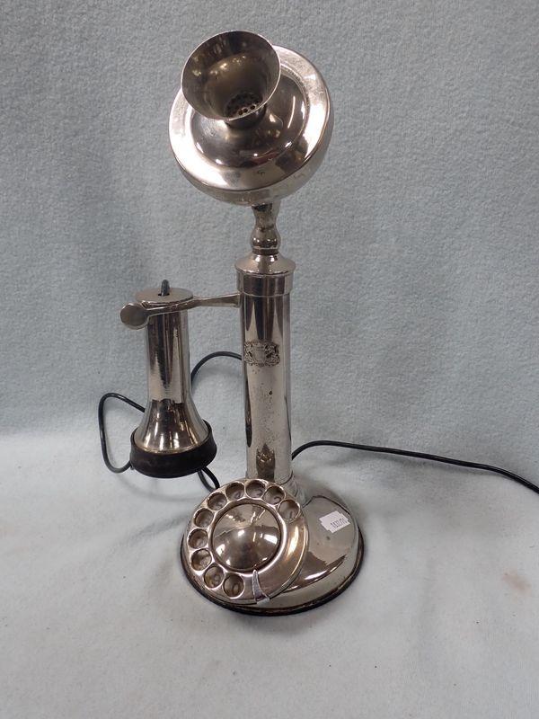 A REPRODUCTION 'CANDLESTICK' TYPE TELEPHONE