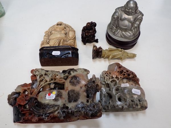 A COLLECTION OF SOAPSTONE CARVINGS