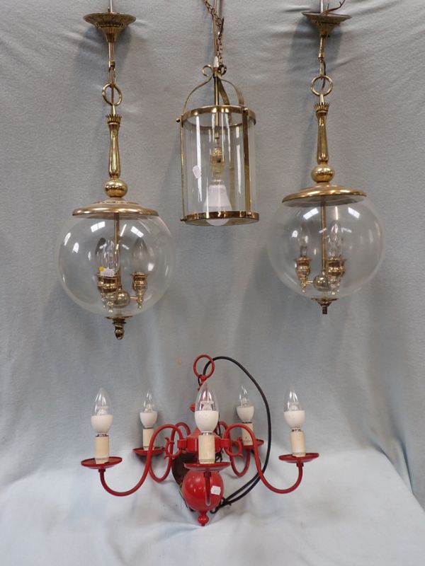 A PAIR OF REPRODUCTION HALL LANTERNS