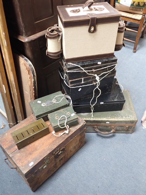 A COLLECTION OF VINTAGE DEED BOXES