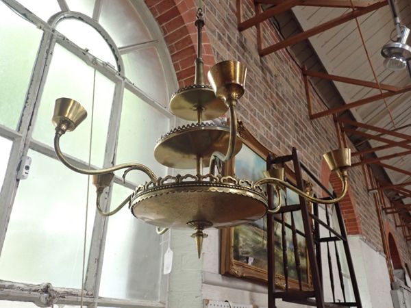 A VINTAGE SIX BRANCH BRASS CHANDELIER