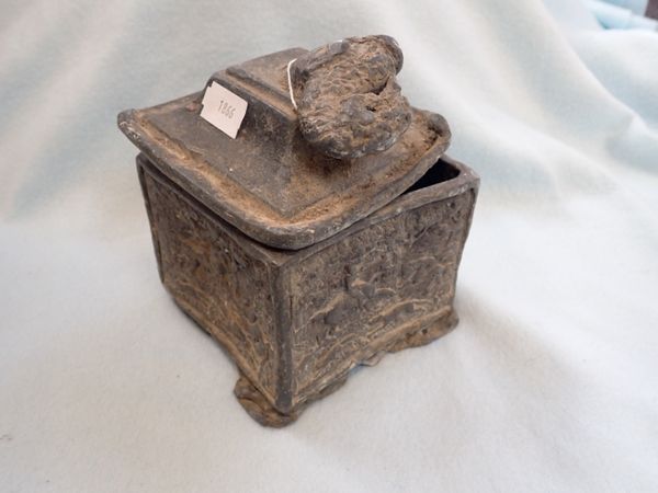 A 19TH CENTURY LEAD TOBACCO JAR