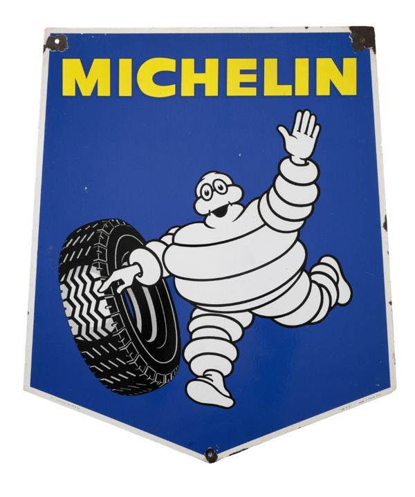 A MICHELIN DOUBLE SIDED ENAMEL ADVERTISING SIGN