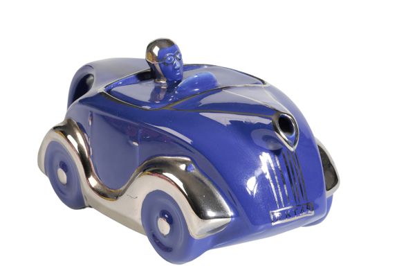 A BLUE SADLER 'OKT42' MOTORCAR TEAPOT