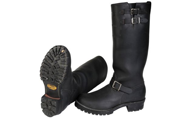 A PAIR OF WESCO MOTORCYCLE BOOTS