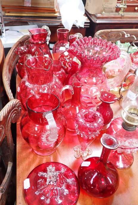 A COLLECTION OF CRANBERRY GLASS