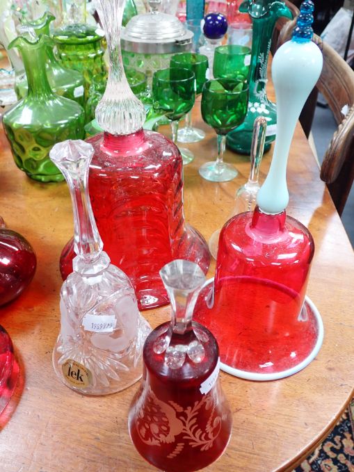 A COLLECTION OF GLASS BELLS