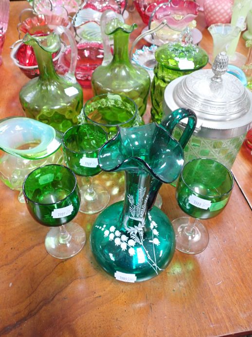 A COLLECTION OF VICTORIAN AND LATER GREEN GLASS