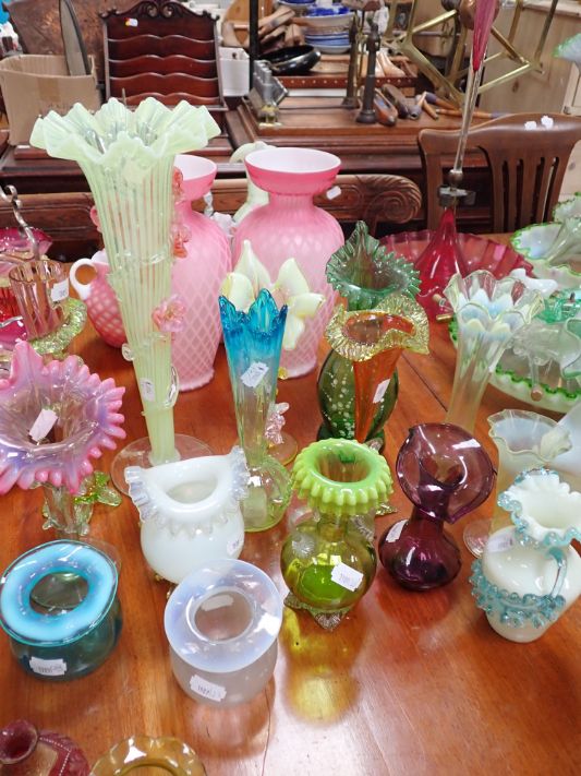 A COLLECTION OF VICTORIAN COLOURED GLASS