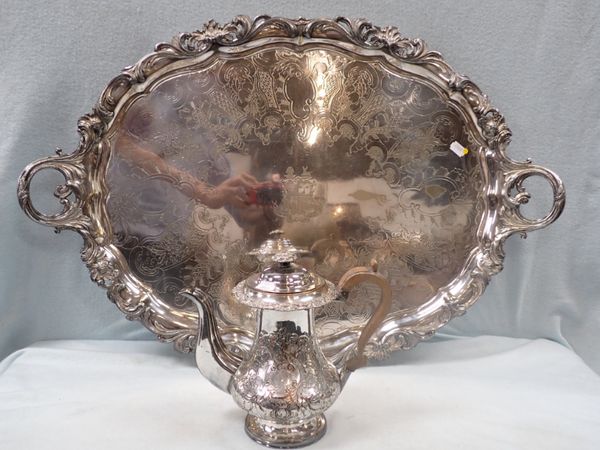 A LARGE VICTORIAN SILVER-PLATED TRAY