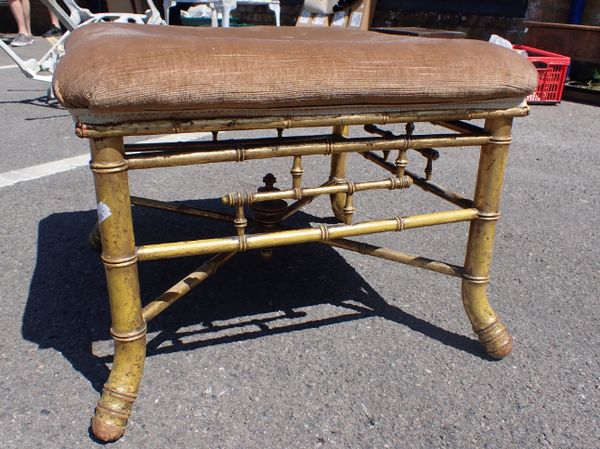 A 19TH CENTURY FAUX BAMBOO FOOTSTOOL