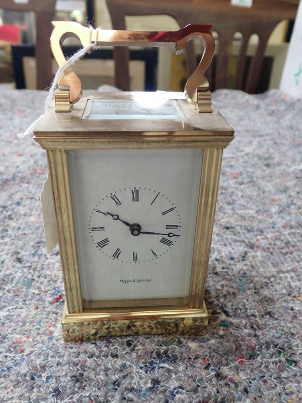 A MAPPIN & WEBB BRASS CASED CARRIAGE CLOCK