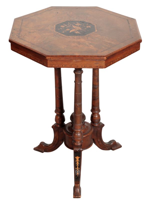 A VICTORIAN WALNUT AND MARQUETRY OCCASIONAL TABLE, IN AESTHETIC STYLE,