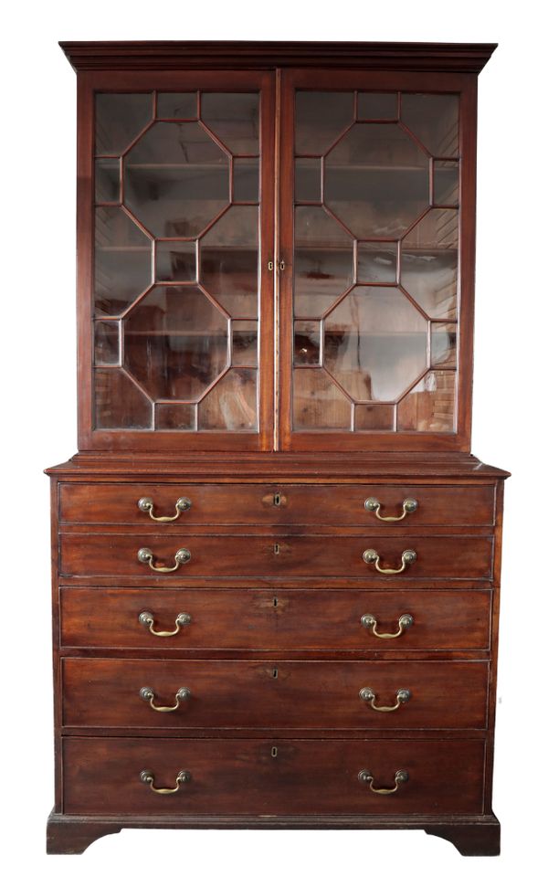 A GEORGE III MAHOGANY SECRETAIRE BOOKCASE,