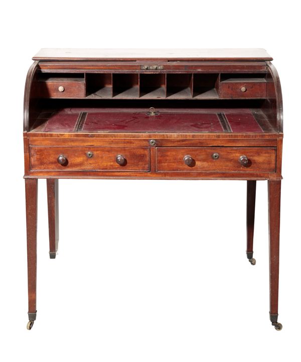 A GEORGE III MAHOGANY BUREAU,