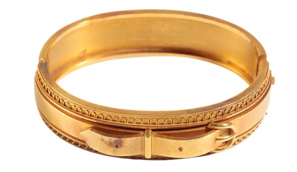 AN ETRUSCAN STYLE HINGED GOLD BANGLE