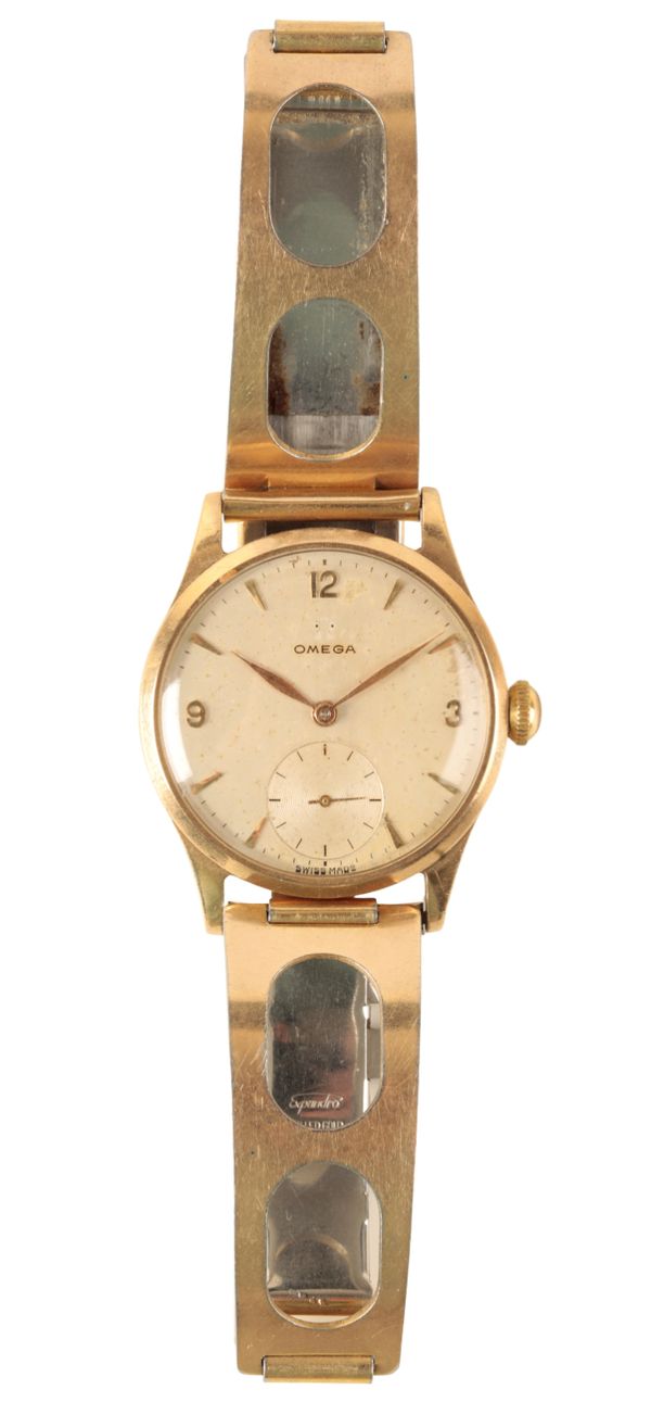 AN OMEGA 9CT GOLD GENTLEMAN'S WRIST WATCH