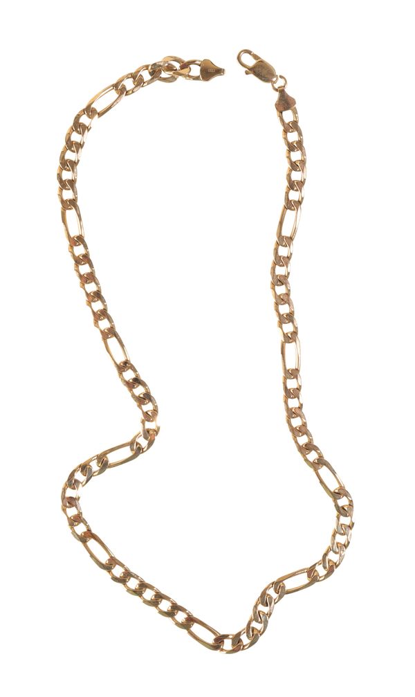 A  YELLOW GOLD FLAT CHAIN LINK NECKLACE